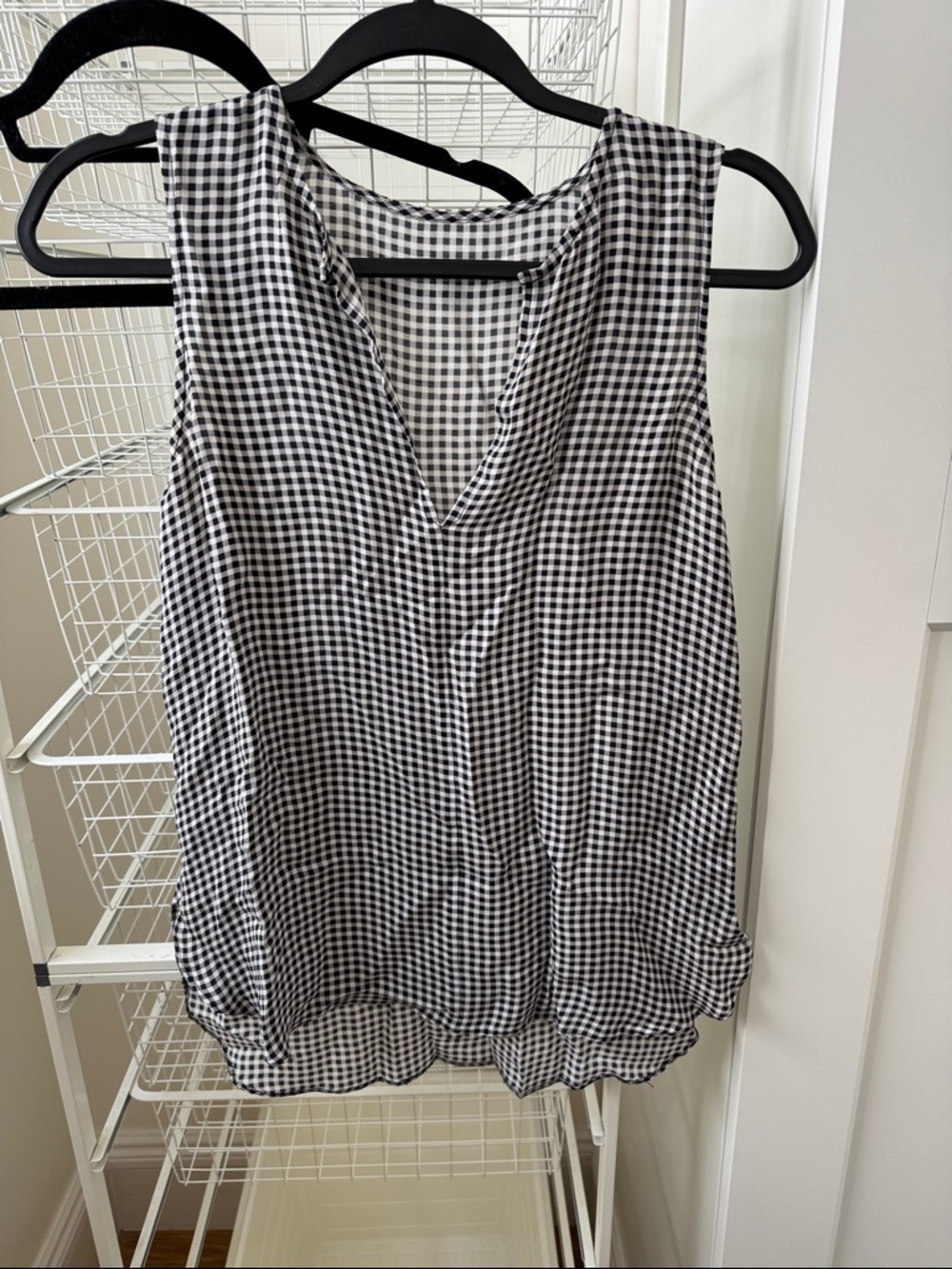 Jenni Kayne Black and White Gingham V-Neck Tank